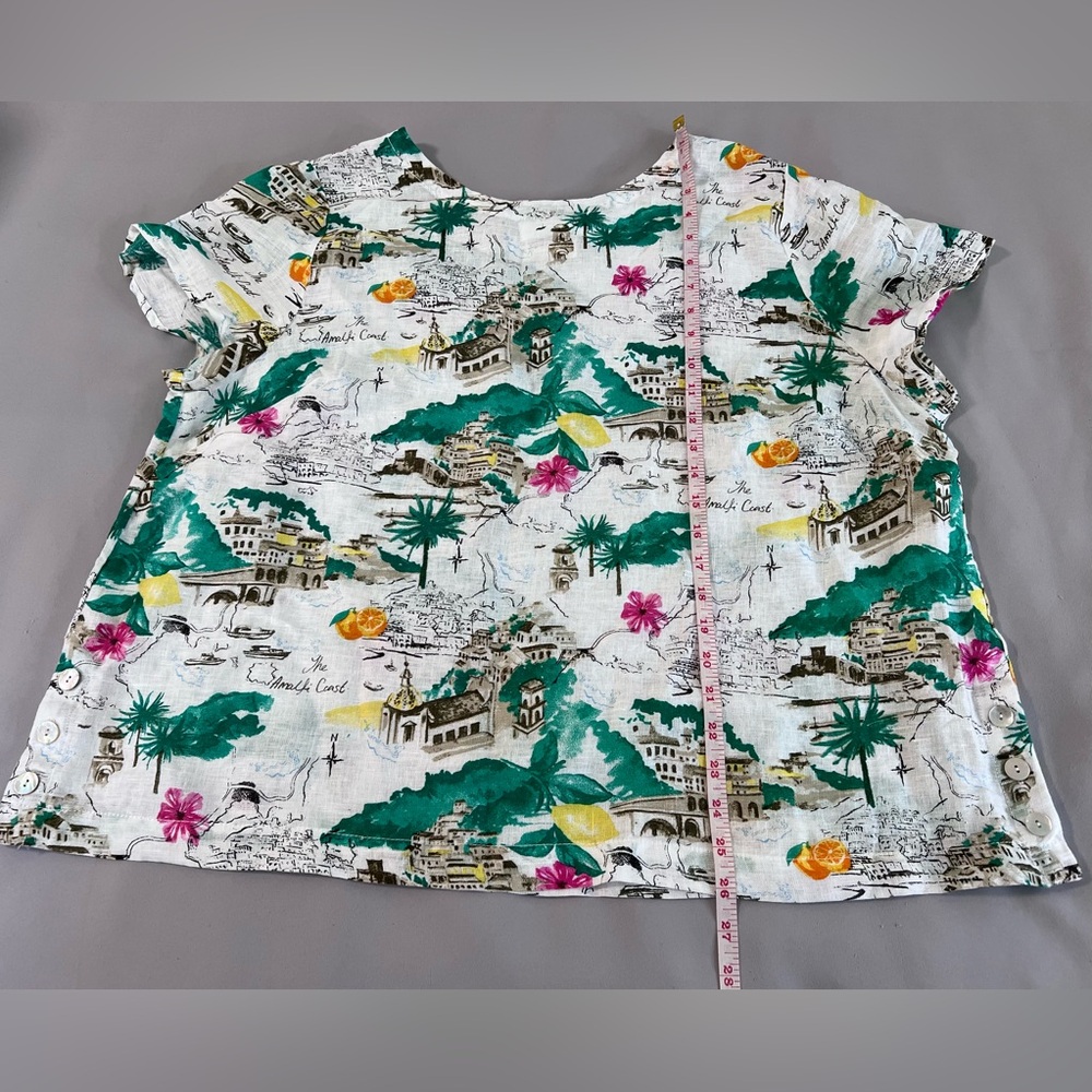 Cynthia Rowley Womens Plus Sz 2X Blouse Shirt New Amalfi Coast Linen Rolled Cuff - Picture 5 of 11
